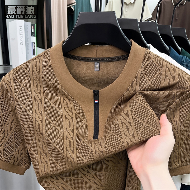 13469955.新款夏季男士短袖t恤圆领冰丝速干透气凉感上衣服体恤小衫潮T