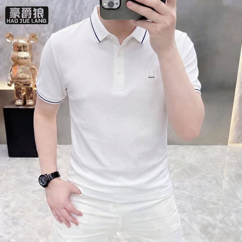 13469952.翻领短袖POLO衫男商务休闲透气舒适半袖T恤无痕免烫上衣服