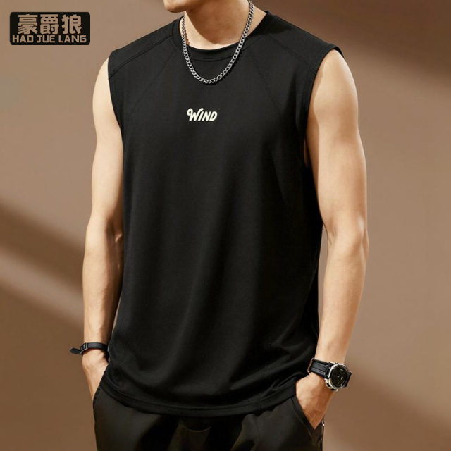 13469937.冰丝速干背心夏季新款男士时尚潮流百搭休闲运动无袖t恤男装上衣