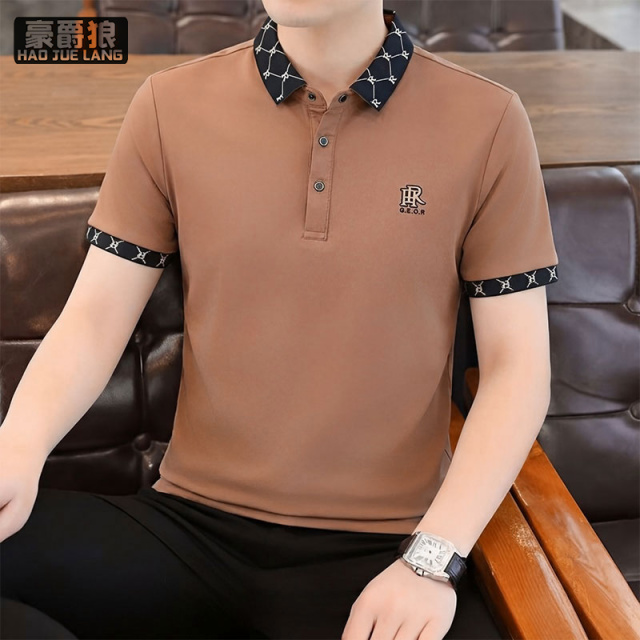 13469899.高端polo男士痞帅衬衫纯棉翻领t恤短袖修身韩版潮流帅气夏装体恤