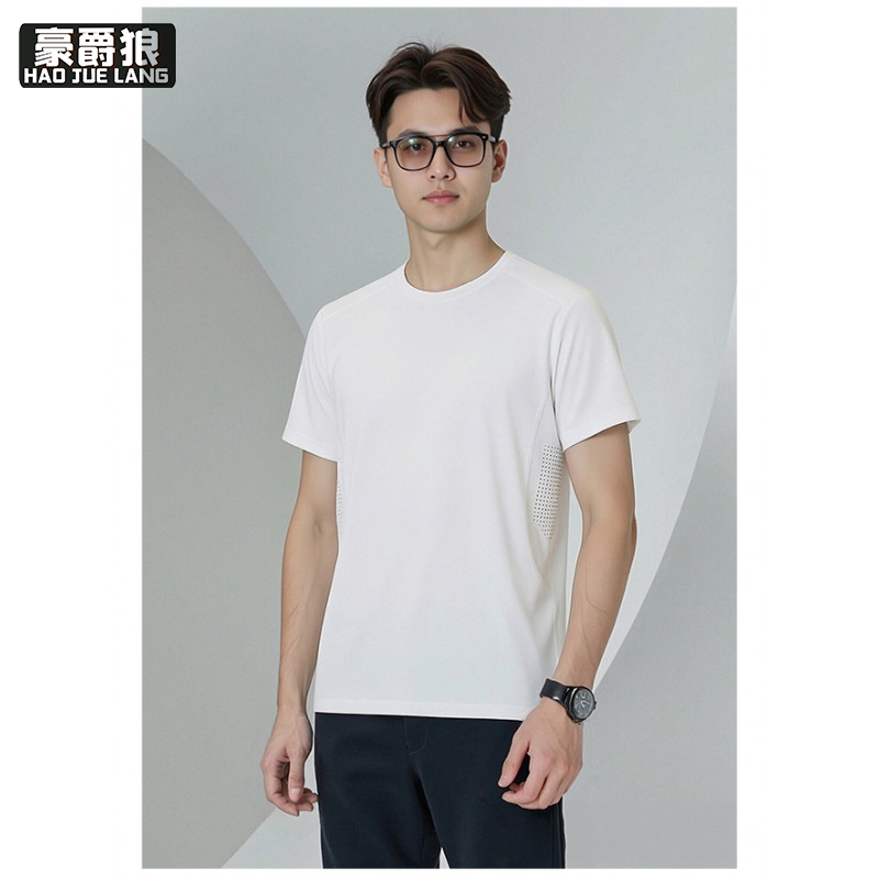 13469973.新款速干衣男短袖冰丝快干休闲高级感户外运动跑步锦纶圆领t