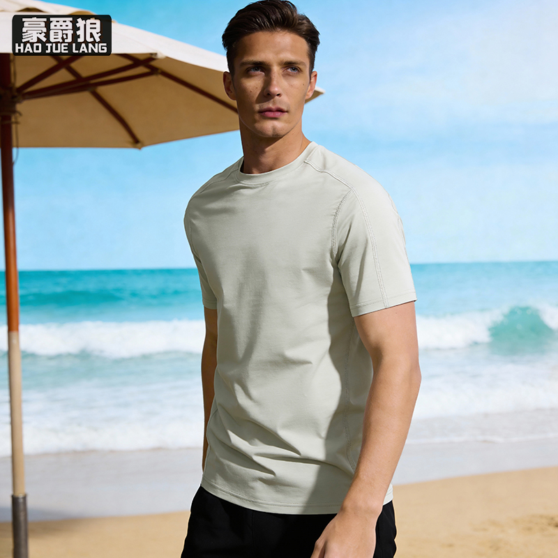13469977.夏季经典纯色圆领冰丝短袖凉感透气休闲运动百搭健身男女上衣