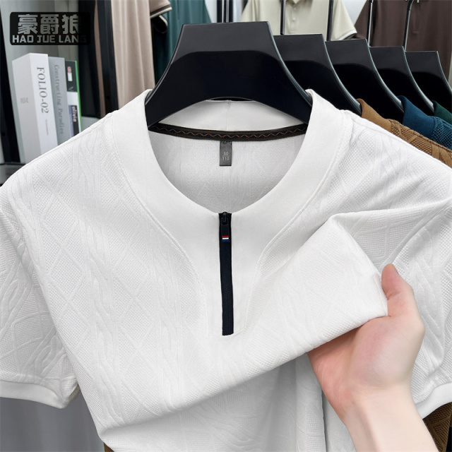 13469955.新款夏季男士短袖t恤圆领冰丝速干透气凉感上衣服体恤小衫潮T