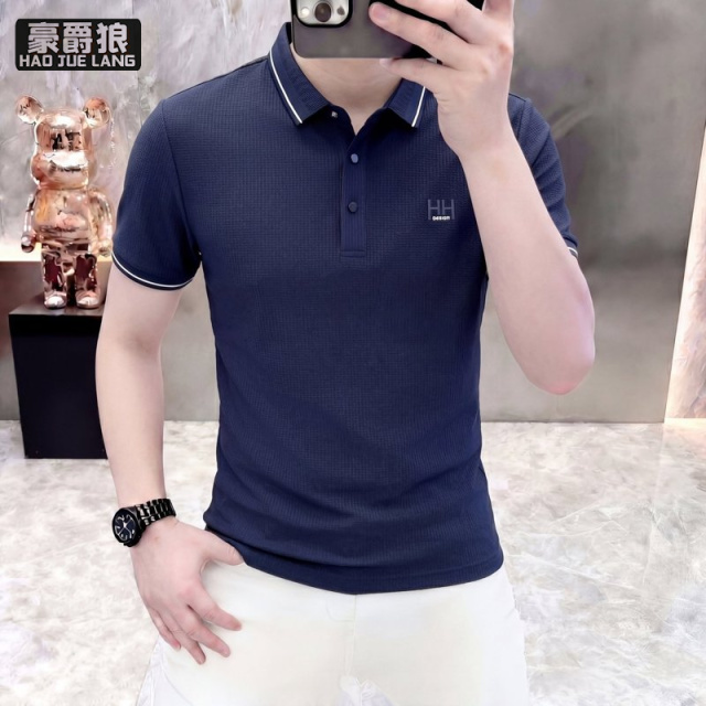 13469952.翻领短袖POLO衫男商务休闲透气舒适半袖T恤无痕免烫上衣服