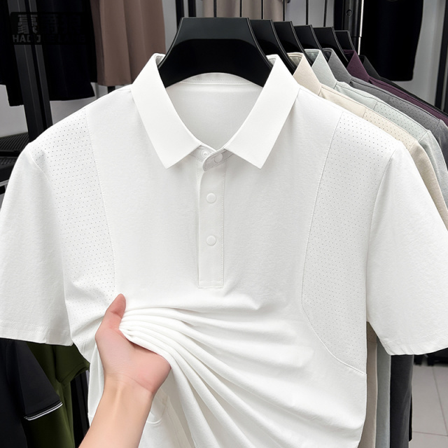 13469875.正品夏季新款男士短袖翻领POLO衫休闲透气百搭T恤运动拼接上衣潮