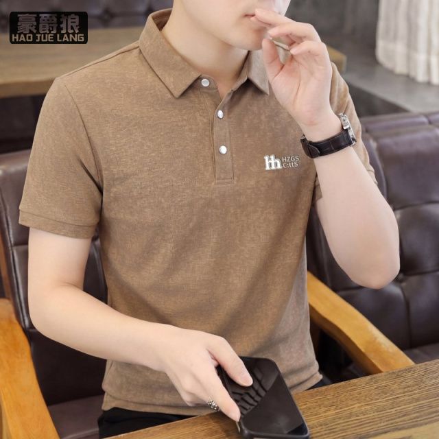 13469954.冰丝短袖Polo衫男夏季薄款修身潮流男士商务休闲凉感透气翻领t恤