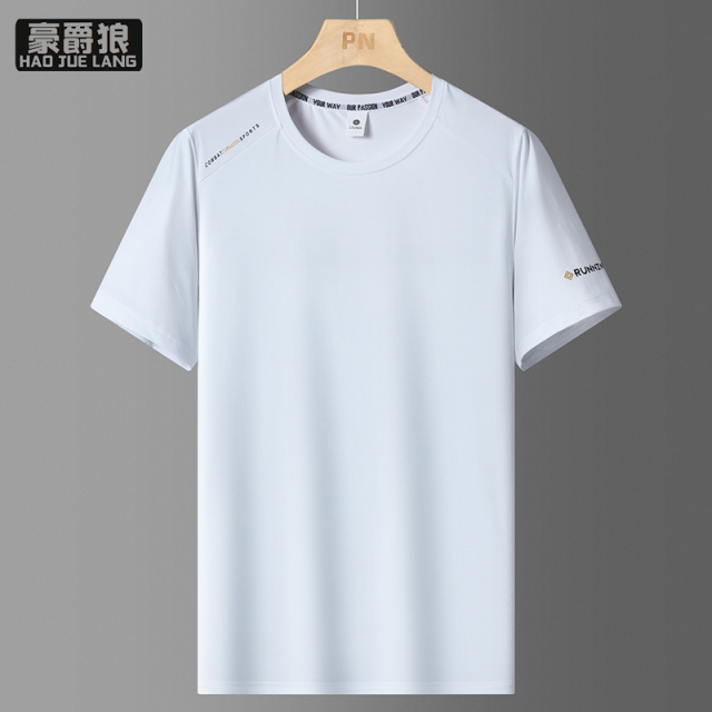 13469916.冰丝短袖t恤男夏季宽松薄款运动半袖圆领青年速干上衣男装