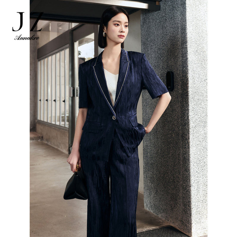 13473322.商场同款JZ玖姿职场通勤风醋纤短袖外套女装夏新款JZEX40109