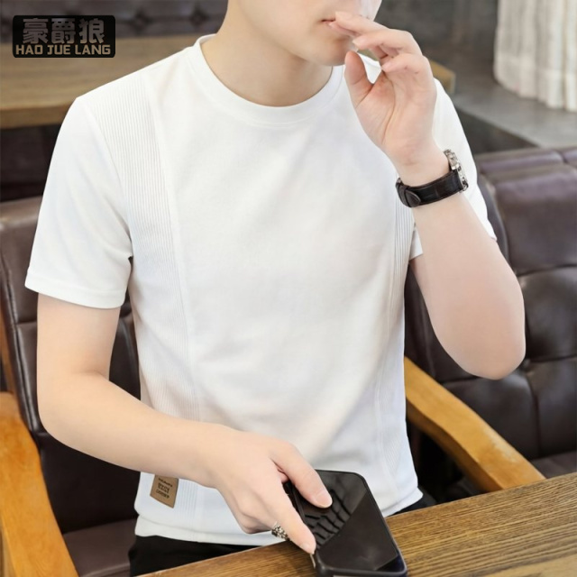 13469923.短袖T恤男圆领纯色简约设计感男装潮流时尚舒适新款夏季半袖体恤