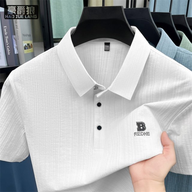 13469957.夏季商务休闲冰丝短袖POLO衫男士潮流时尚亲肤薄款T恤打底衫
