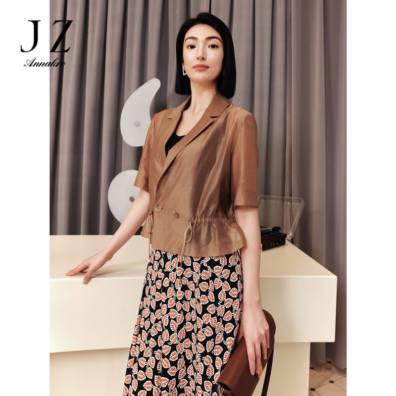 13473319.商场同款JZ玖姿通透感莱赛尔短袖女装夏季新款JWEX40202