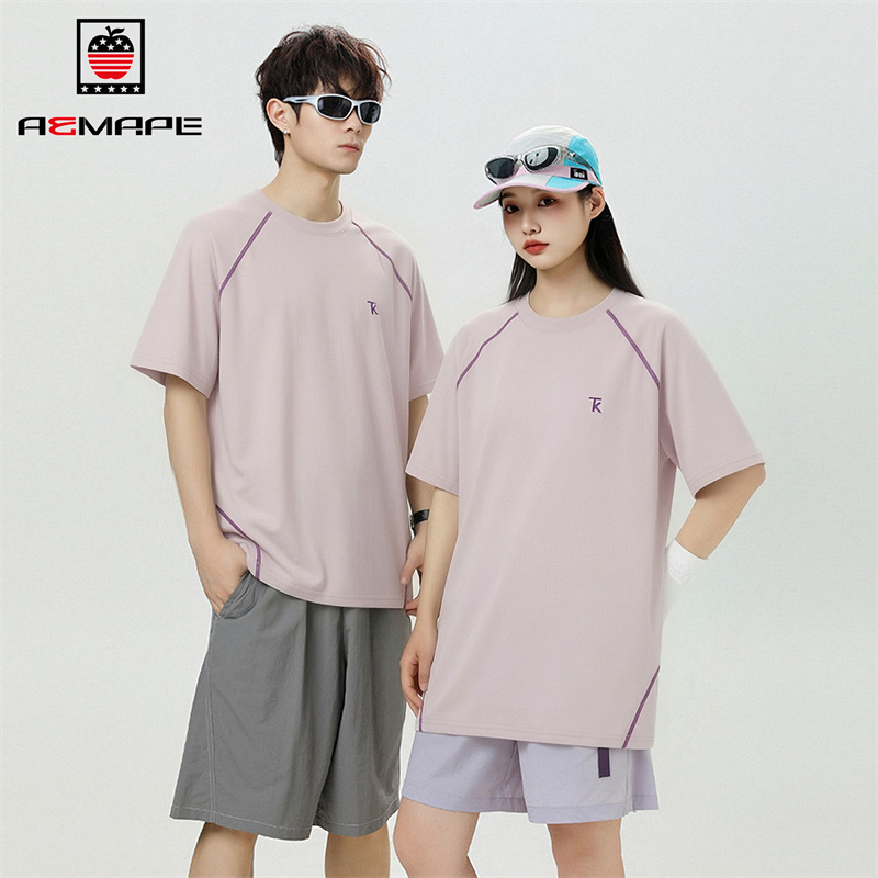13478051.AEMAPE短袖T恤男夏季柔软透气情侣休闲百搭户外运动短袖T恤衫