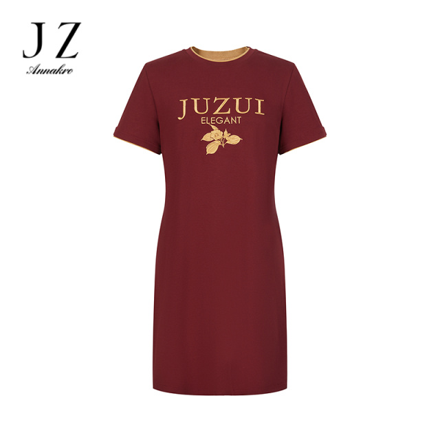 13473904.JUZUI玖姿活力休闲慵懒风撞色H型连衣裙女夏季新款JTFX50024