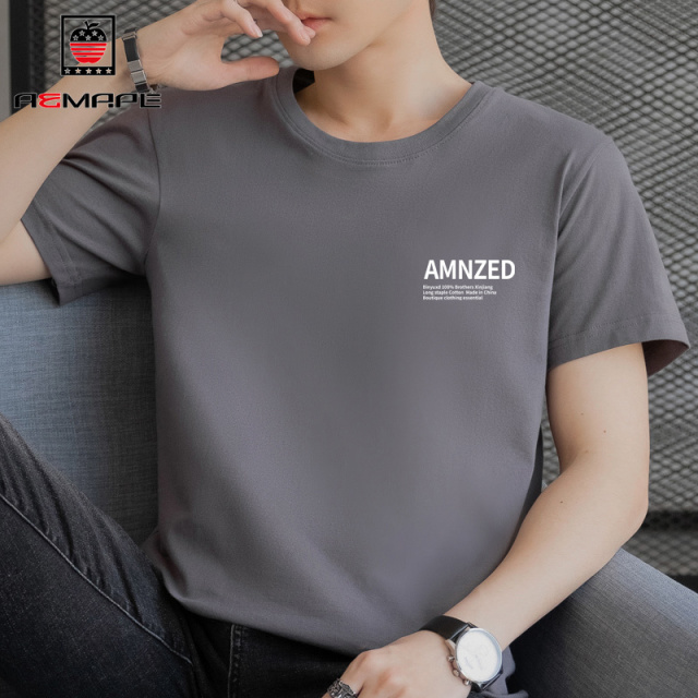 13478097.AEMAPE【纯棉】短袖T恤男夏季柔软透气青年时尚百搭印花短袖上衣