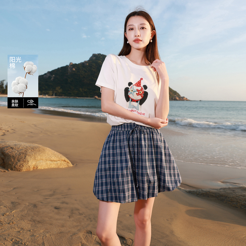 13478595.【100棉】三彩若潮大码女装2026夏季新款花苞半身裙短裙微胖MM