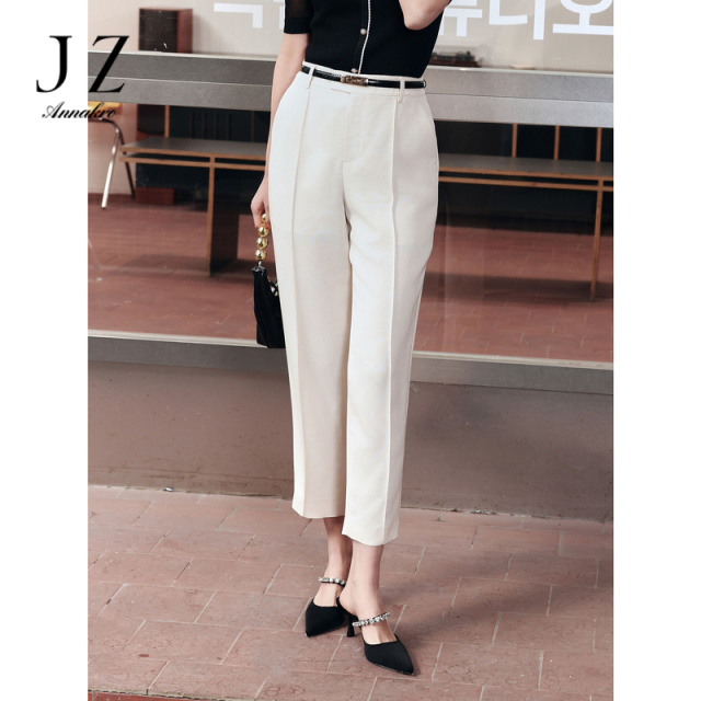 13474100.商场同款JZ玖姿轻职场珍珠白醋纤裤子女装夏季新款JZEX11203