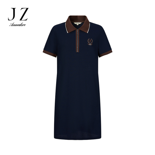 13473893.JUZUI玖姿复古运动风拼接撞色直筒连衣裙女夏季新款JTFX50025