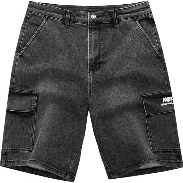 13478312.【新潮工装口袋】夏季宽松亲肤休闲水洗男士牛仔短裤