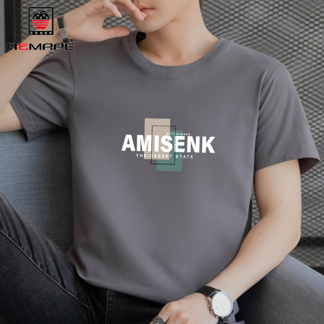 13478098.AEMAPE【纯棉】短袖T恤男夏季柔软透气青年时尚印花短袖上衣