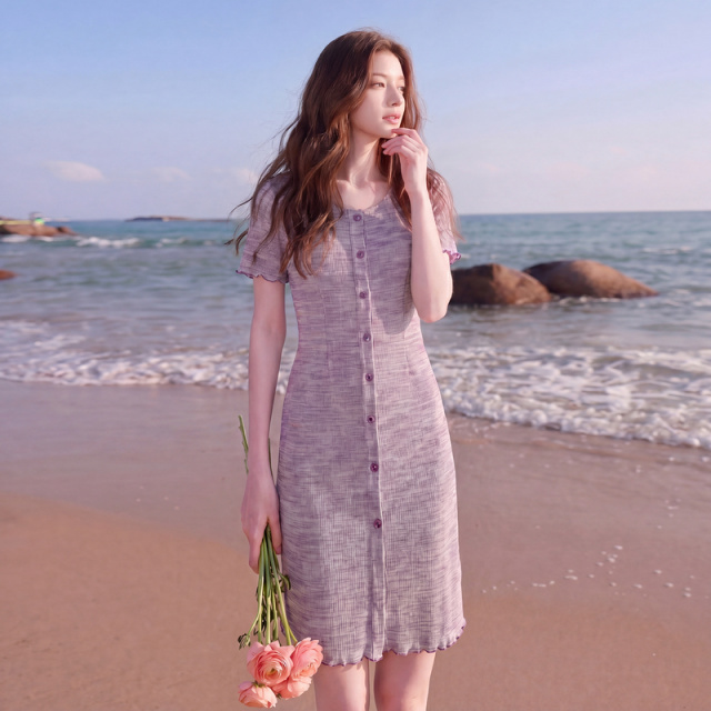 13455269.三彩若潮大码女装2025夏秋新款圆领针织连衣裙油画裙波浪边胖MM