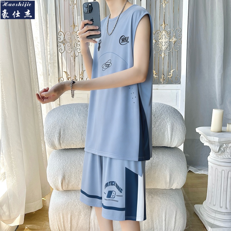 13482482.速干篮球服套装男款无袖背心短裤运动夏季两件套