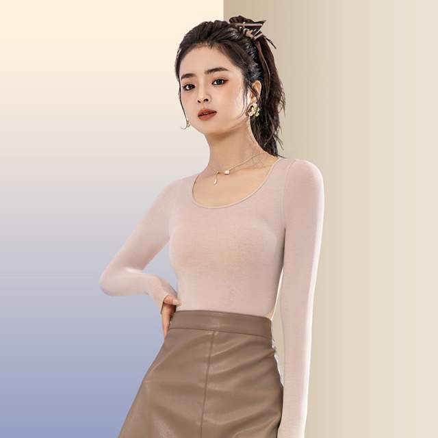 13715660.CHOCOOLATE秋冬季新款基础打底轻暖秋衣上衣女士打底衫