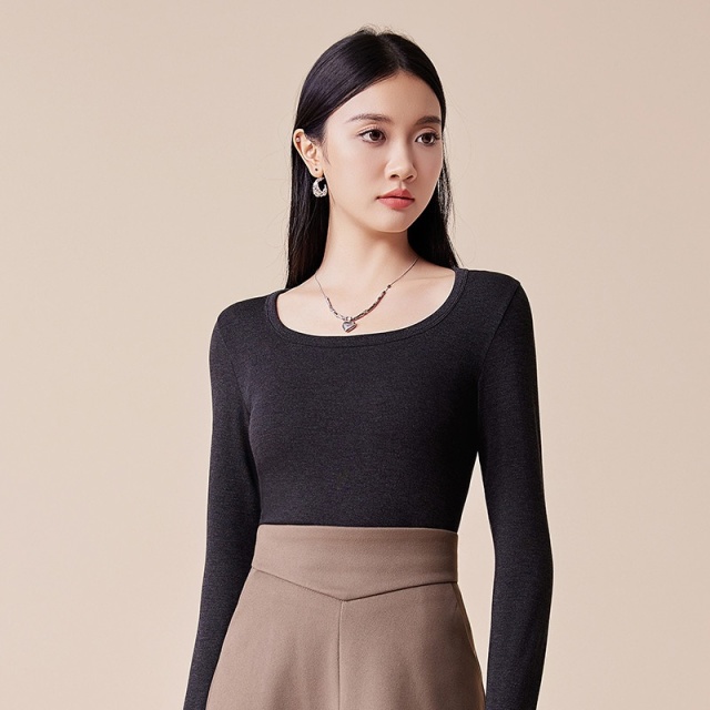 13715648.CHOCOOLATE秋冬季新款基础打底轻暖修身秋衣上衣女士打底衫