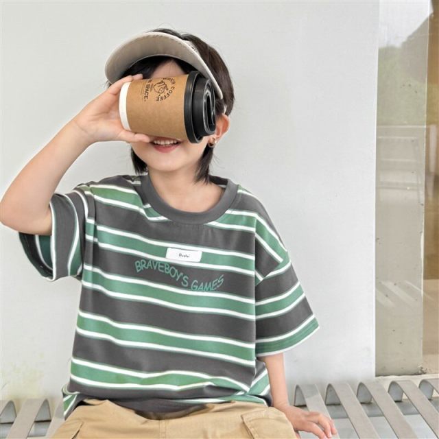 13692904.海妈家男童短袖T恤2025新款男孩夏装上衣儿童大童洋气童装夏季潮