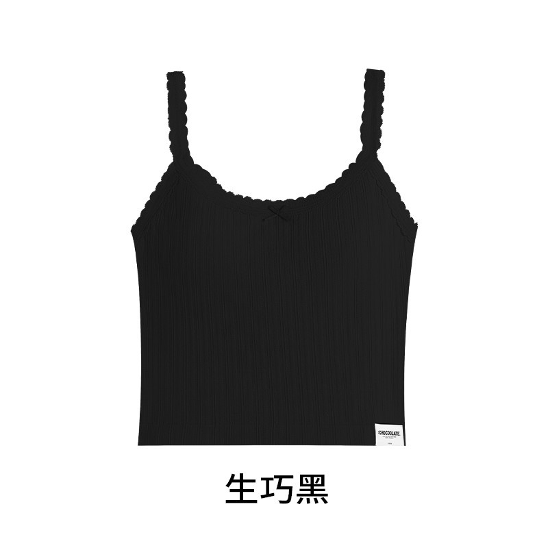 13715661.CHOCOOLATE蕾丝花边蝴蝶结时尚甜美风女士打底吊带背心