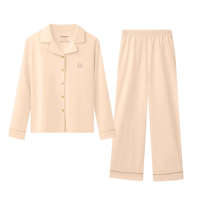 13715671.CHOCOOLATE100%棉秋冬舒适开衫女士睡衣家居服套装