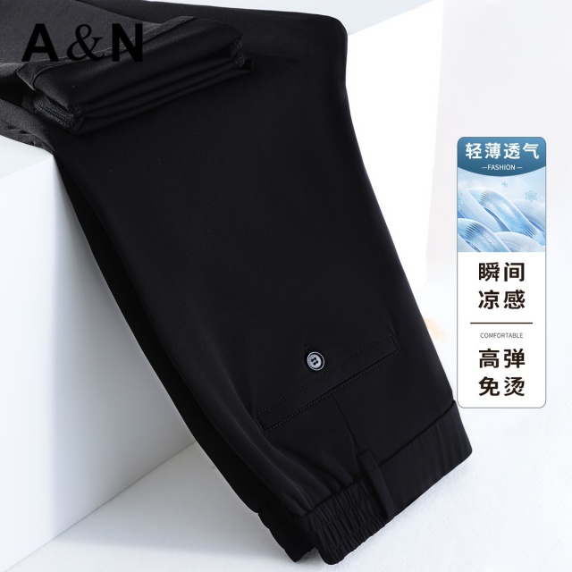 13491194.【凉感&免烫易打理】春夏季轻薄透气男士休闲裤简约百搭休闲裤子