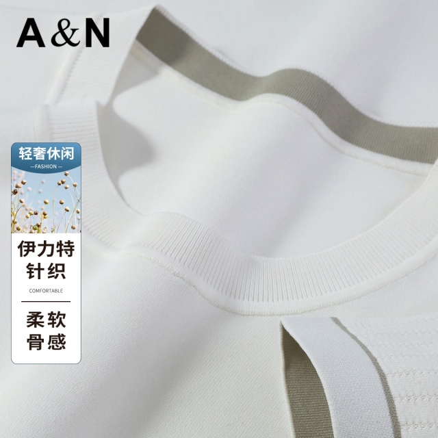13493938.【伊力特针织衫】轻奢休闲短袖T恤男夏透气舒适简约设计圆领上衣