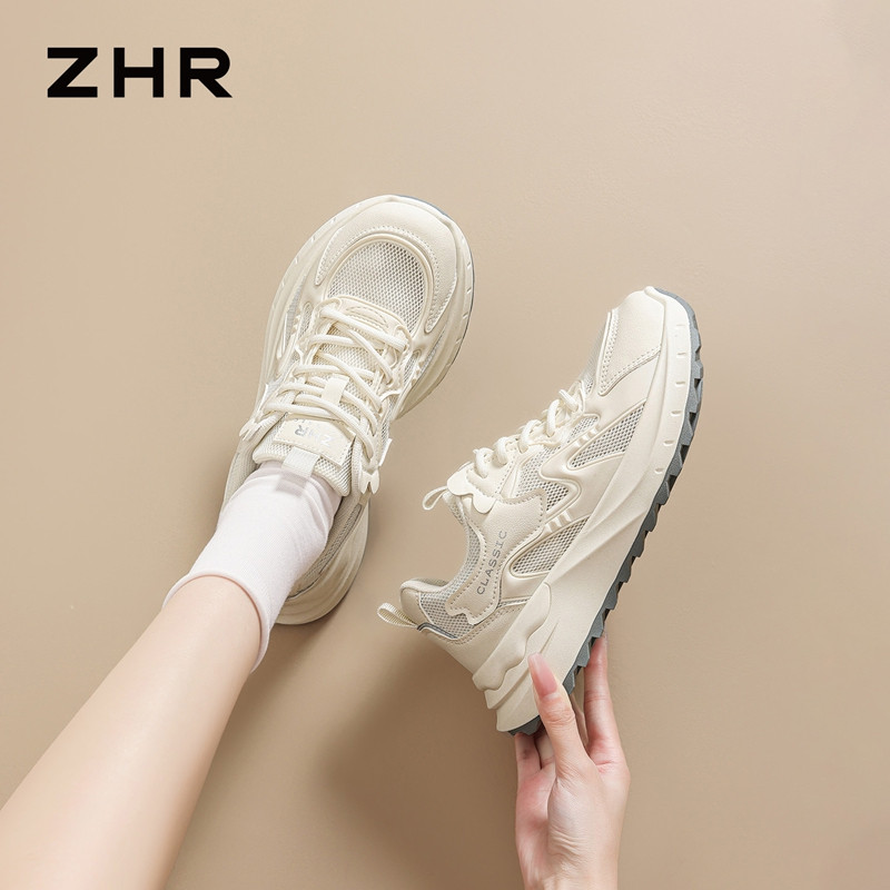 13496747.【ZHR则则】阿甘鞋圆头系带厚底女鞋[网布+PU+PVC]