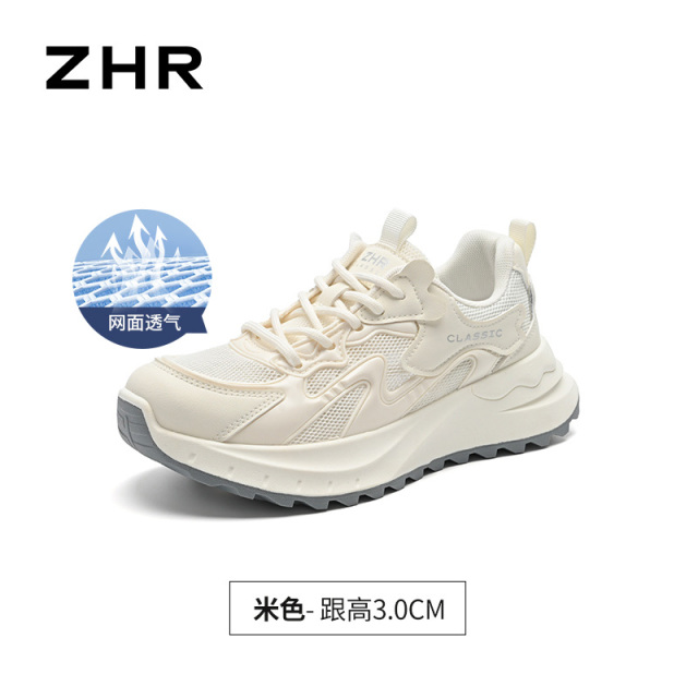 13496747.【ZHR则则】阿甘鞋圆头系带厚底女鞋[网布+PU+PVC]