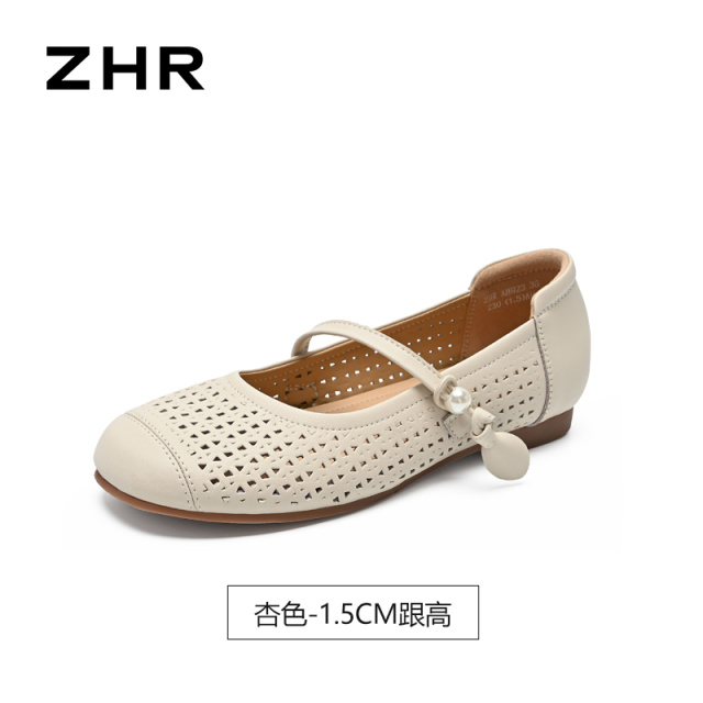 13496853.【ZHR则则】平底玛丽珍鞋圆头套脚平底女鞋[牛剖层移膜革]