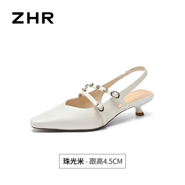 13676778.【ZHR则则】高跟凉鞋尖头水钻套脚细跟女鞋[PU]