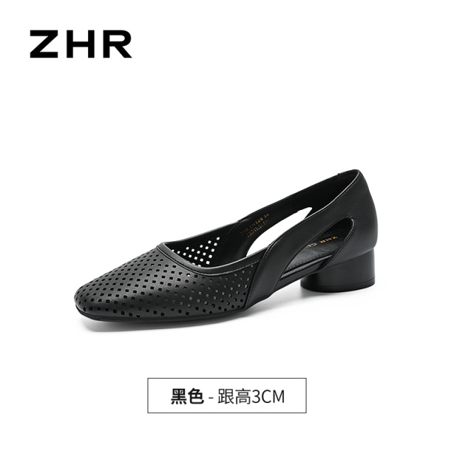 13496706.【ZHR则则】妈妈单鞋方头套脚粗跟女鞋[羊皮软垫]