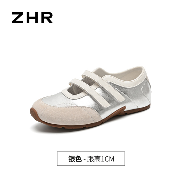 13844627.【ZHR则则】运动玛丽珍鞋圆头魔术贴平底女鞋[猪巴戈（二层猪皮）+超纤]