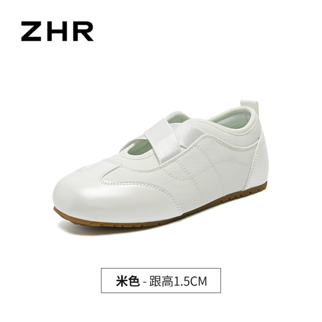 13496694.【ZHR则则】运动玛丽珍鞋方头套脚平底女鞋[PU+牛津布]
