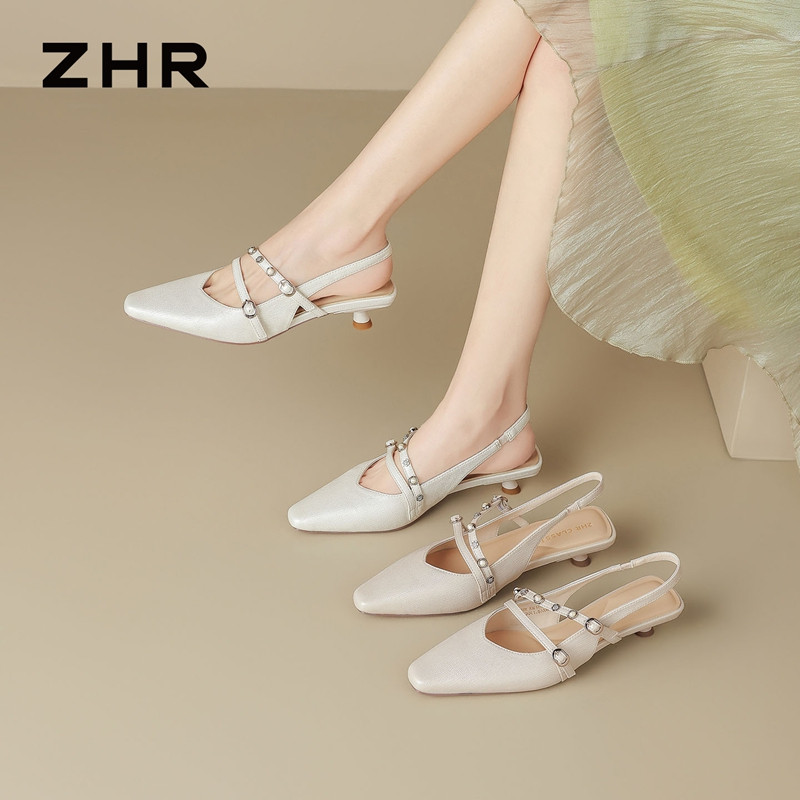 13676778.【ZHR则则】高跟凉鞋尖头水钻套脚细跟女鞋[PU]