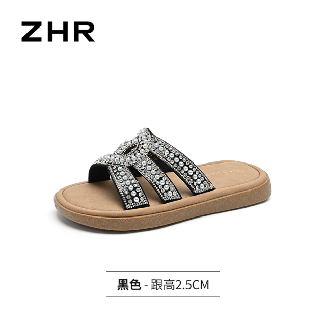 13496848.【ZHR则则】平底拖鞋圆头套脚平底女鞋[牛纤绒]
