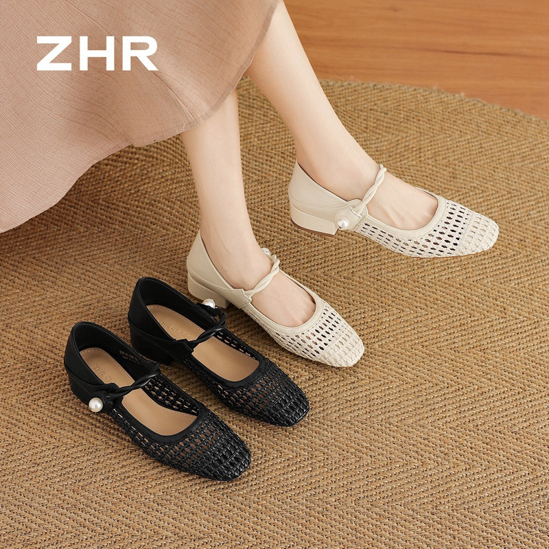 13496750.【ZHR则则】粗跟玛丽珍鞋方头魔术贴粗跟女鞋[PU ]