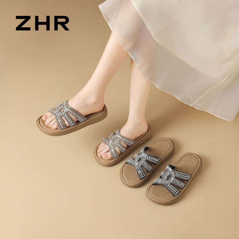 13496848.【ZHR则则】平底拖鞋圆头套脚平底女鞋[牛纤绒]