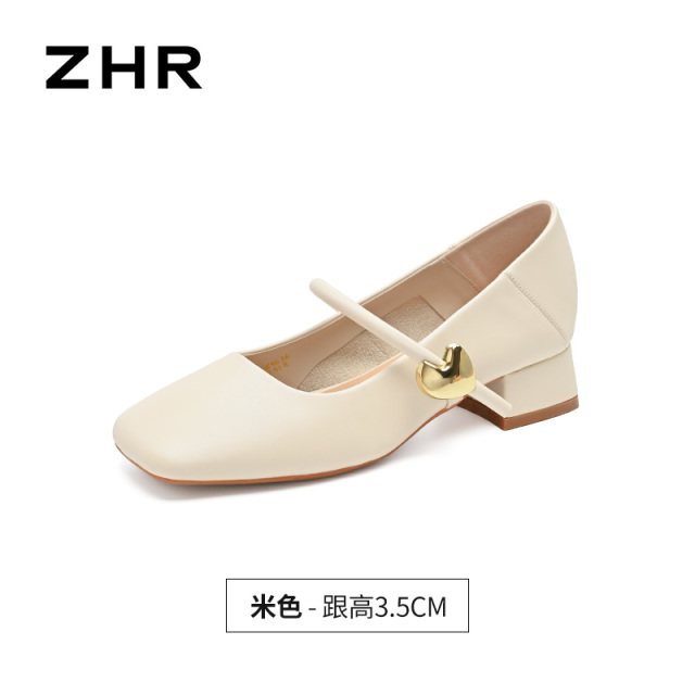 13496729.【ZHR则则】粗跟玛丽珍鞋方头套脚粗跟女鞋[丝绸PU]