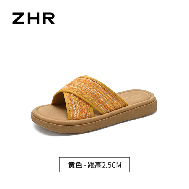 13496717.【ZHR则则】平底拖鞋露趾套脚平底女鞋[牛津布（织物）]