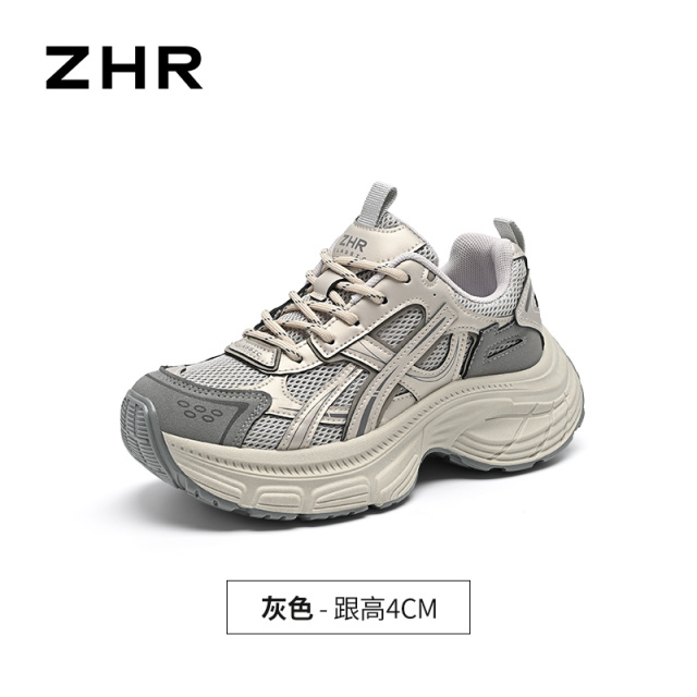 13497154.【ZHR则则】老爹鞋圆头系带厚底女鞋[PU+网布]