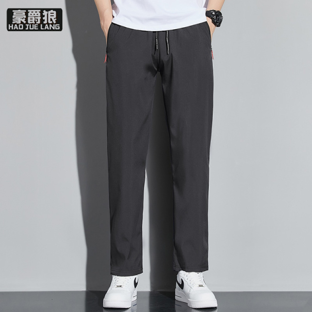 13502837.冰丝休闲裤男士新款夏季潮流时尚百搭长裤男装薄款直筒休闲裤