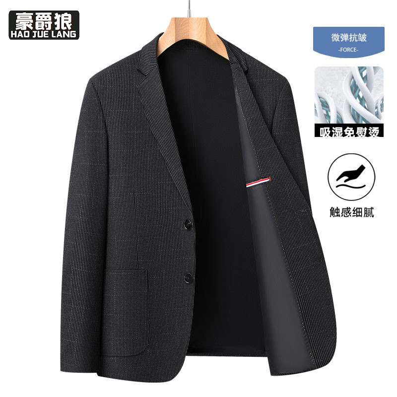 13502813.男士商务休闲西装舒适春秋新款修身百搭中年职业正装西服外套