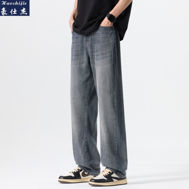 13506225.《柔软舒适》春夏天百搭潮流男士牛仔裤休闲直筒裤子