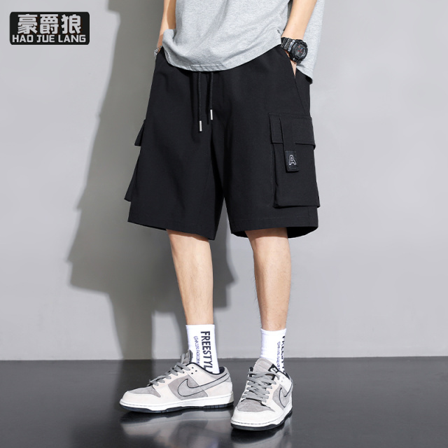 13502765.工装短裤男夏季薄款透气外穿速干运动中裤男生休闲五分裤子